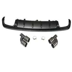 Diffuser With Chrome Exhaust Tips Voor Audi A6 S Line/S6 C7 (Avant & Sedan) Facelift – OO-OO – S6 Look, Zilver