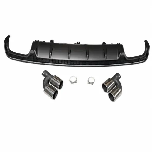 Diffuser met chroom uitlaatsierstukken voor Audi A6 S Line/S6 C7 (Avant & Sedan) Facelift – OO-OO – S6 Look, Zilver