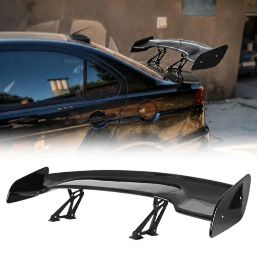 GT-wing met aluminium steunen – Racing Look, Hoogglans Zwart