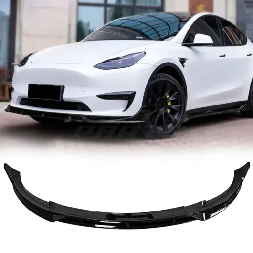 Voorspoiler voor Tesla Model Y MY Pre-Facelift – Performance Look, Hoogglans Zwart