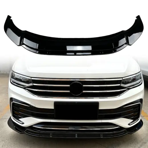 Voorspoiler voor Volkswagen Tiguan 2 (SUV) Facelift R Line – Sport Look, Hoogglans Zwart