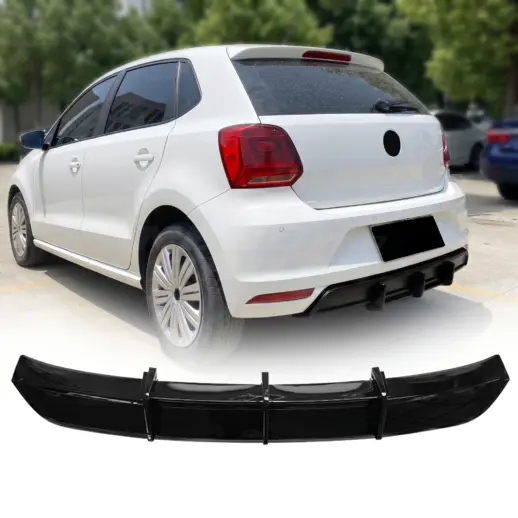 Diffuser voor Volkswagen Polo 5 (Hatchback) Facelift R Line & GTI – GTI Look, Hoogglans Zwart