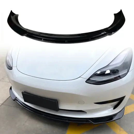 Voorspoiler voor Tesla Model 3 M3 Pre-Facelift – Sport Look, Hoogglans Zwart