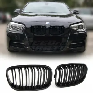 Double Line Grille Voor BMW 1 Series F20/F21 Pre-LCI – M Performance Look, Hoogglans Zwart