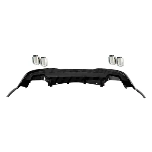 Diffuser met chroom uitlaatsierstukken voor Volkswagen Polo 6 (Hatchback) Pre-Facelift Standard & R Line – OO-OO – GTI Look, Hoogglans Zwart