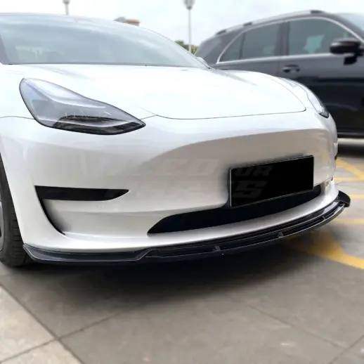 Voorspoiler voor Tesla Model 3 M3 Pre-Facelift – Sport Look, Hoogglans Zwart