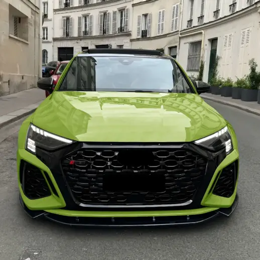 Voorspoiler voor Audi RS3 8Y (Sedan & Sportback) Pre-Facelift – RS3 Racing Look, Hoogglans Zwart