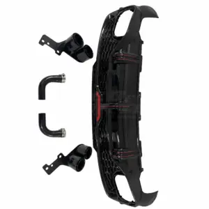 Diffuser With Black Exhaust Tips Voor Audi Q5 S Line/SQ5 FY (Sportback) – OO-OO – SQ5 Racing Look, Hoogglans Zwart