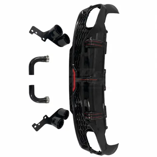 Diffuser met zwarte uitlaatsierstukken voor Audi Q5 S Line/SQ5 FY (Sportback) – OO-OO – SQ5 Racing Look, Hoogglans Zwart