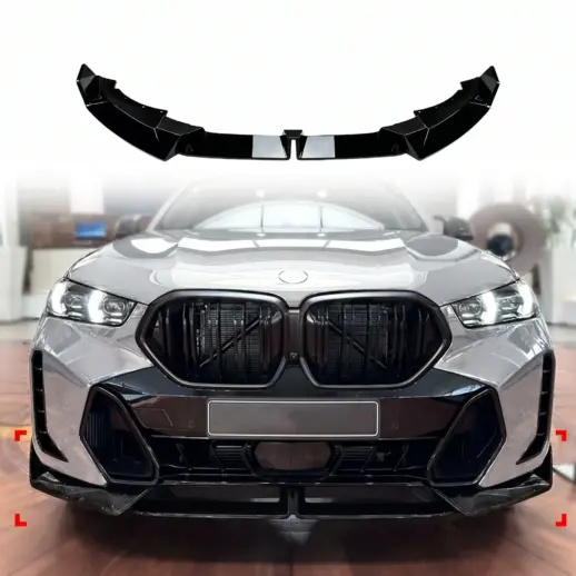 Voorspoiler voor BMW X6 G06 LCI M Sport & M60 – M Performance Look, Hoogglans Zwart
