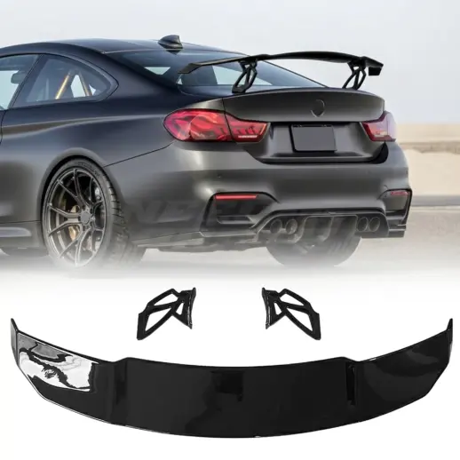 Achterspoiler met kunststof steunen – Racing Look, Hoogglans Zwart