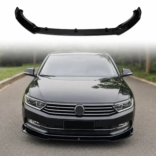 Voorspoiler voor Volkswagen Passat B8 (3G2)/B8 (3G5) (Estate & Sedan) Pre-Facelift R Line – Sport Look, Hoogglans Zwart