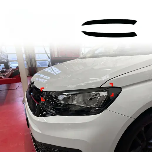 Koplampspoilers voor Volkswagen Caddy Mk4 (Minivan) – Sport Look, Hoogglans Zwart