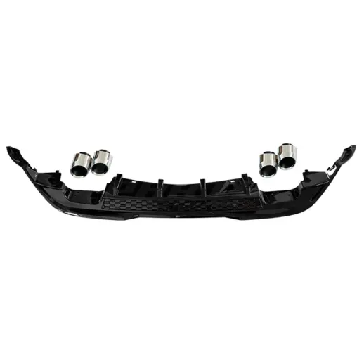 Diffuser met chroom uitlaatsierstukken voor Volkswagen Polo 6 (Hatchback) Pre-Facelift Standard & R Line – OO-OO – GTI Look, Hoogglans Zwart