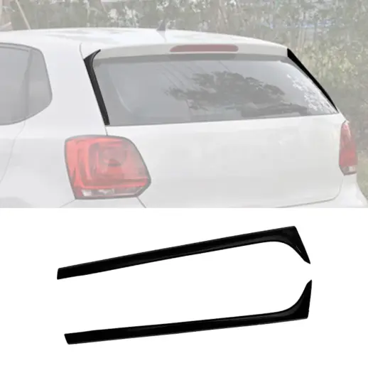 Achterraam zijspoilers voor Volkswagen Polo 5 (Hatchback) Standard & R Line & GTI – Sport Look, Hoogglans Zwart