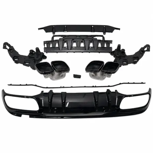 Diffuser met zwarte uitlaatsierstukken voor Mercedes C Class C205 Facelift AMG Line & C43 AMG & C63 AMG – OO-OO – C63 S AMG Look, Hoogglans Zwart