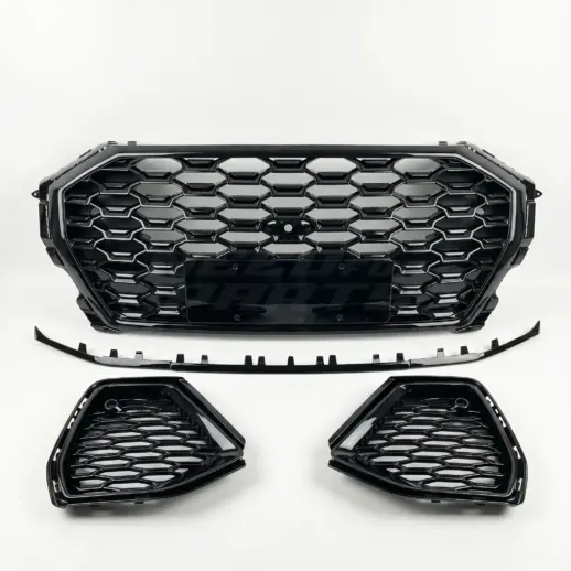 Grille met mistlampcovers voor Audi Q3/Q3 S Line F3 (SUV & Sportback) – RSQ3 Look, Hoogglans Zwart