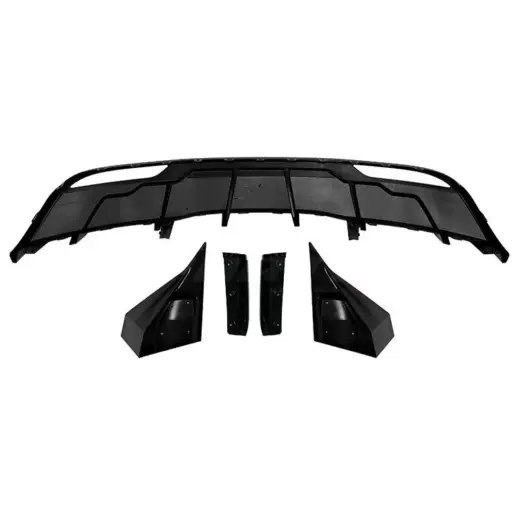 Diffuser splitter met zijsplitters achter voor Tesla Model 3 M3 Facelift – Performance Look, Hoogglans Zwart