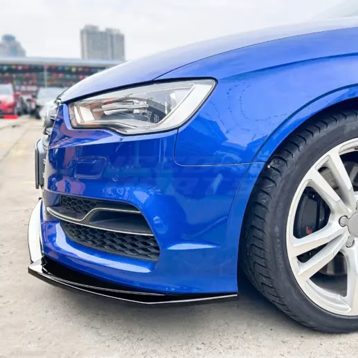 Voorspoiler voor Audi A3 S Line/S3 8V (Cabriolet & Sedan) Pre-Facelift – Sport Look, Hoogglans Zwart