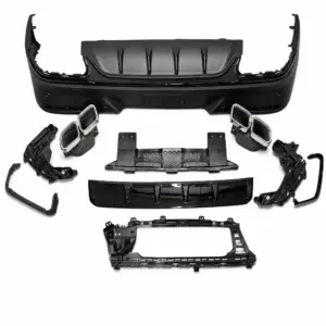 Diffuser With Chrome Exhaust Tips Voor Mercedes GLC C254 AMG Line & GLC43 AMG & GLC63 AMG – OO-OO – GLC 63 S AMG Look, Hoogglans Zwart