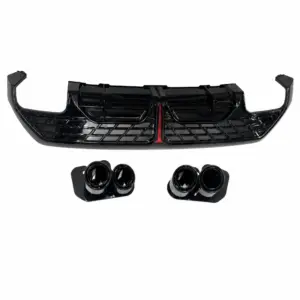 LED Diffuser With Black Exhaust Tips Voor Audi A3 S Line/S3 8Y (Sportback) Facelift – OO-OO – S3 Racing Look, Hoogglans Zwart