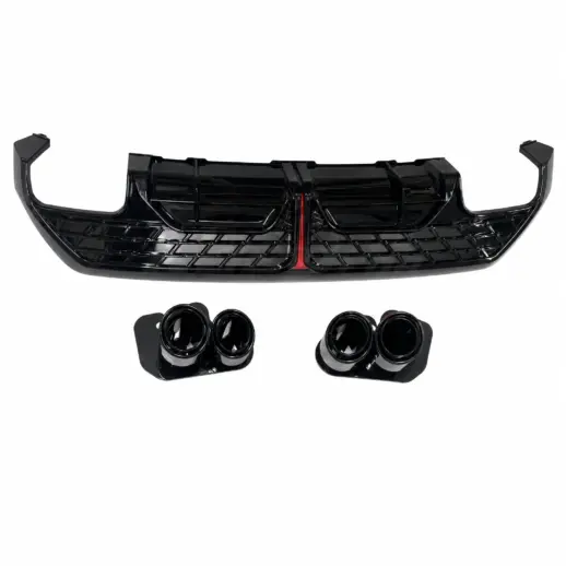 Diffuser met LED-remlicht en zwarte uitlaatsierstukken voor Audi A3 S Line/S3 8Y (Sportback) Facelift – OO-OO – S3 Racing Look, Hoogglans Zwart