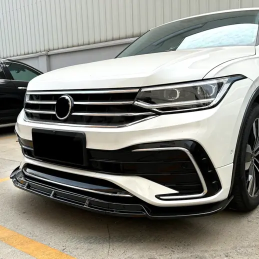 Voorspoiler voor Volkswagen Tiguan 2 (SUV) Facelift R Line – Sport Look, Hoogglans Zwart