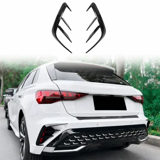 Achterbumper canards voor Audi A3/S3/RS3 8Y (Sportback) – RS3 Look, Hoogglans Zwart