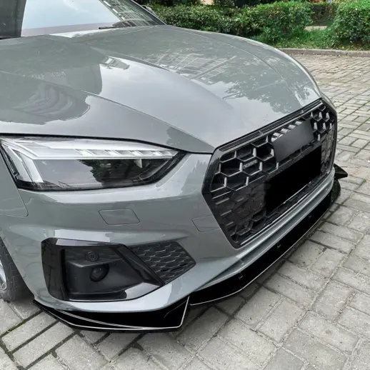 Voorspoiler voor Audi A5 S Line/S5 F5 (Cabriolet & Coupé & Sportback) Facelift – Racing Look, Hoogglans Zwart