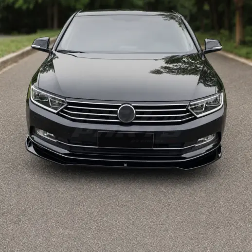 Voorspoiler voor Volkswagen Passat B8 (3G2)/B8 (3G5) (Estate & Sedan) Pre-Facelift R Line – Sport Look, Hoogglans Zwart