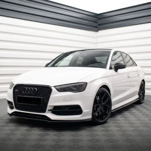 Voorspoiler voor Audi A3 S Line/S3 8V (Cabriolet & Sedan) Pre-Facelift – S3 Look, Hoogglans Zwart
