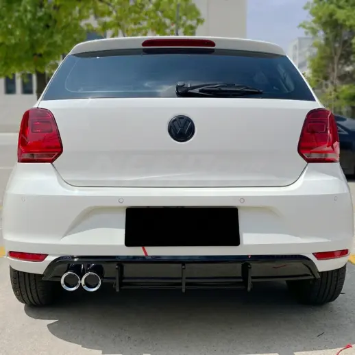 Diffuser met chroom uitlaatsierstukken voor Volkswagen Polo 5 (Hatchback) Facelift R Line & GTI – OO- – GTI Look, Hoogglans Zwart