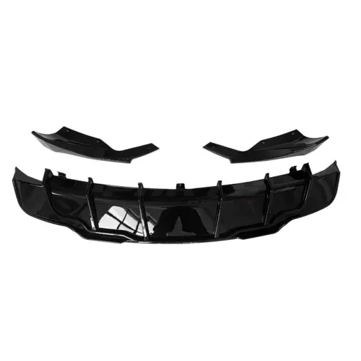 Diffuser splitter met zijsplitters achter voor Tesla Model 3 M3 Pre-Facelift – Performance Look, Hoogglans Zwart