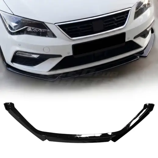 Voorspoiler voor Seat Leon Mk3 FR & Cupra – Sport Look, Hoogglans Zwart