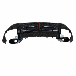 Diffuser With Black Exhaust Tips Voor Audi A3 S Line/S3 8Y (Sportback) Facelift – O-O – RS3 Racing Look, Hoogglans Zwart