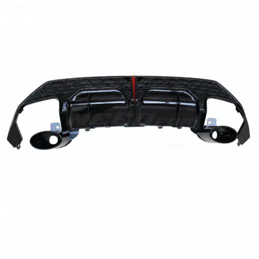 Diffuser met zwarte uitlaatsierstukken voor Audi A3 S Line/S3 8Y (Sportback) Facelift – O-O – RS3 Racing Look, Hoogglans Zwart