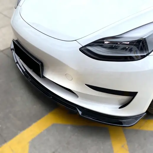 Voorspoiler voor Tesla Model 3 M3 Pre-Facelift – Sport Look, Hoogglans Zwart