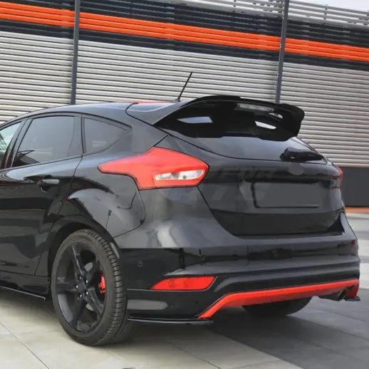 Dakspoiler voor Ford Focus Mk3 (C520-C525)/Mk4 (C519) Standard & ST & RS (Ford) & Active – Sport Look, Hoogglans Zwart