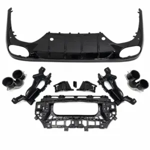 Diffuser With Black Exhaust Tips Voor Mercedes E Class S214/W214 AMG Line & E53 AMG – OO-OO – E53 AMG Look, Hoogglans Zwart