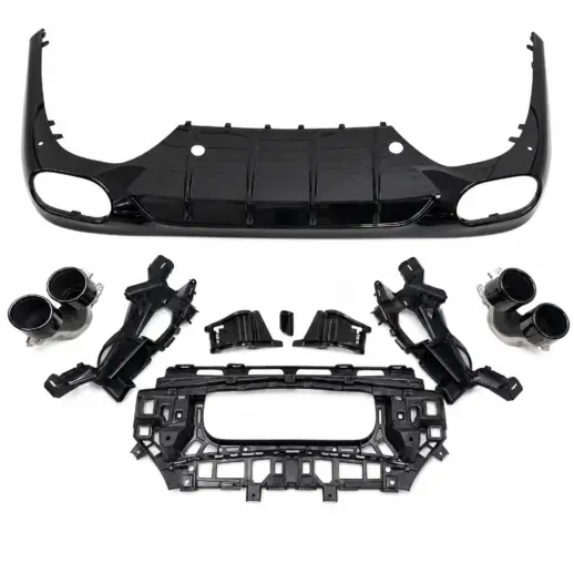 Diffuser met zwarte uitlaatsierstukken voor Mercedes E Class W214/S214 AMG Line & E53 AMG – OO-OO – E53 AMG Look, Hoogglans Zwart