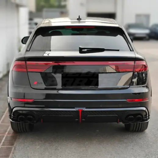 Diffuser met zwarte uitlaatsierstukken voor Audi Q8 S Line/SQ8 4M (SUV) Facelift – OO-OO – SQ8 Racing Look, Hoogglans Zwart