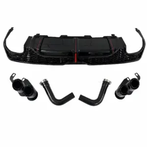 Diffuser With Black Exhaust Tips Voor Audi Q7 S Line/SQ7 4M (SUV) Facelift – OO-OO – SQ7 Racing Look, Hoogglans Zwart