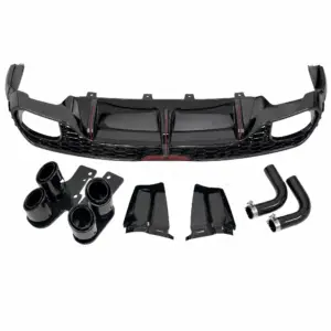 Diffuser With Black Exhaust Tips Voor Audi Q5 S Line/SQ5 FY (SUV) Pre-Facelift – OO-OO – SQ5 Racing Look, Hoogglans Zwart