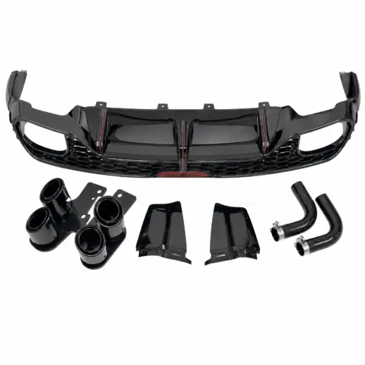 Diffuser met zwarte uitlaatsierstukken voor Audi Q5 S Line/SQ5 FY (SUV) Pre-Facelift – OO-OO – SQ5 Racing Look, Hoogglans Zwart