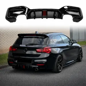 Diffuser With LED Voor BMW 1 Series F20/F21 LCI M Sport & M140i & M135i – O-O – M Performance Look, Hoogglans Zwart