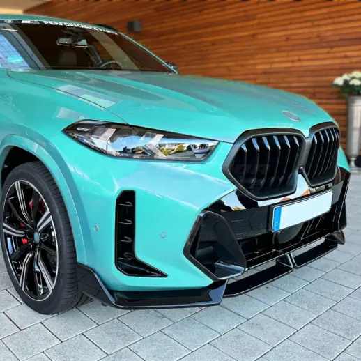 Voorspoiler voor BMW X6 G06 LCI M Sport & M60 – M Performance Look, Hoogglans Zwart