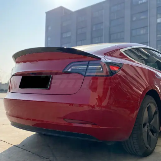 Achterspoiler voor Tesla Model 3 M3 Pre-Facelift – Racing Look, Hoogglans Zwart