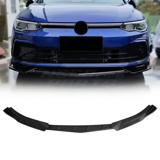 Voorspoiler voor Volkswagen Golf 8 (Hatchback) R Line & GTE & GTD & GTI – Super Sport Look, Hoogglans Zwart