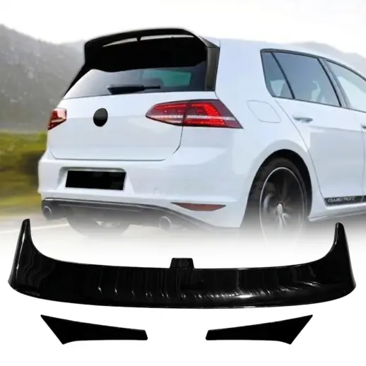 Dakspoiler 3-delig voor Volkswagen Golf 7/7.5 (Hatchback) R Line & GTI & GTE & GTD & R – Clubsport Look, Hoogglans Zwart