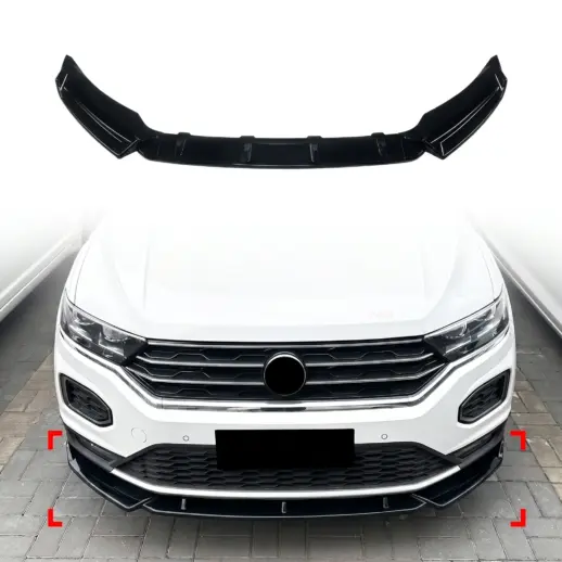 Voorspoiler voor Volkswagen T-Roc Mk1 (SUV) Standard – Sport Look, Hoogglans Zwart